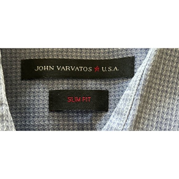 John Varvatos Shirt Button-Down Cotton Textured Gray Purple Long Sleeve Size 16 - Picture 5 of 9